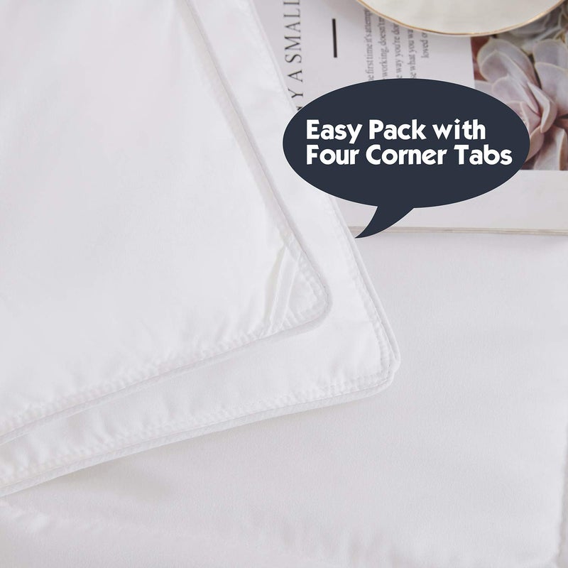 Hi -G HIG 3pc Down Alternative Comforter Set - All Season Reversible Comforter with Two Sham - Quilted Duvet Insert with Corner Tabs - Box Stitched - Breathable, Soft, Fluffy (Twin/Twin XL, Pure White) - Image 5
